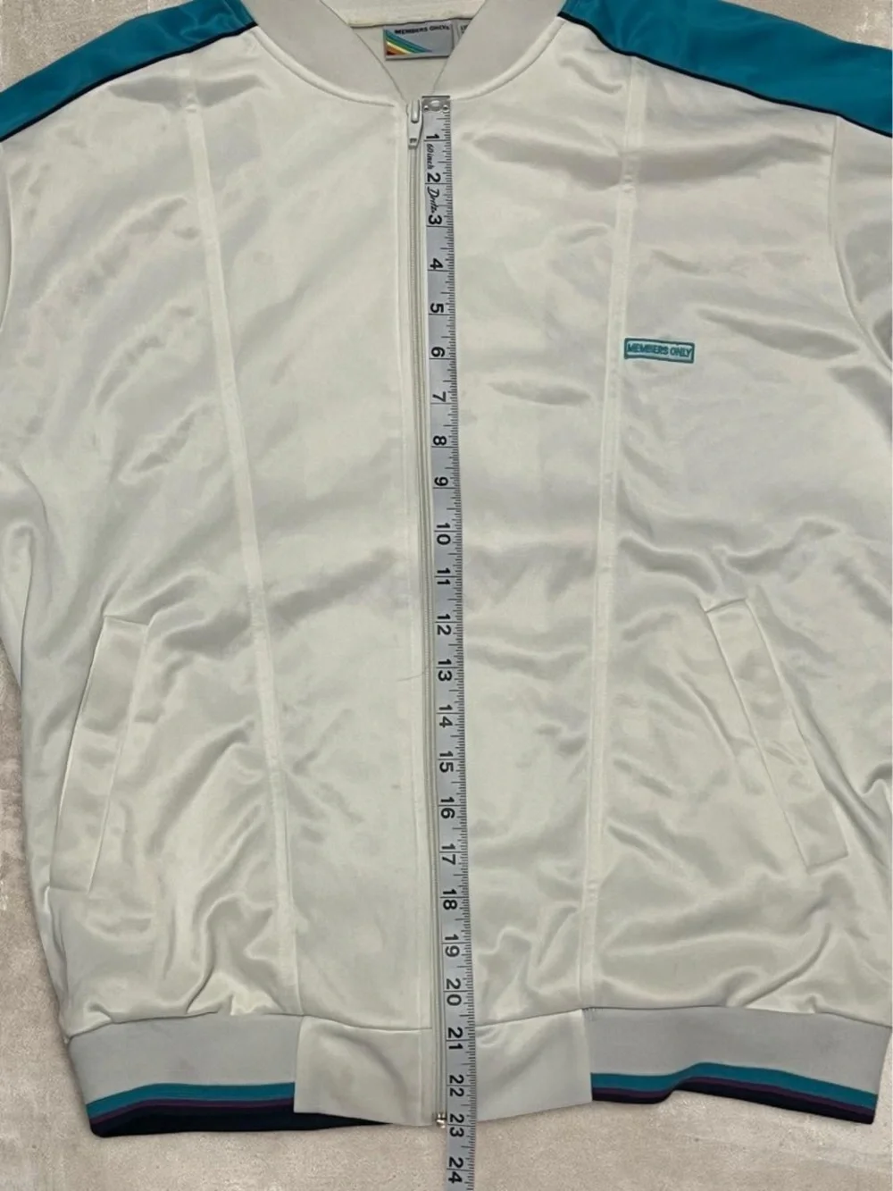 Vintage retro Members Multi Gender Only White Track Jacket Blue Stripe Full Zip